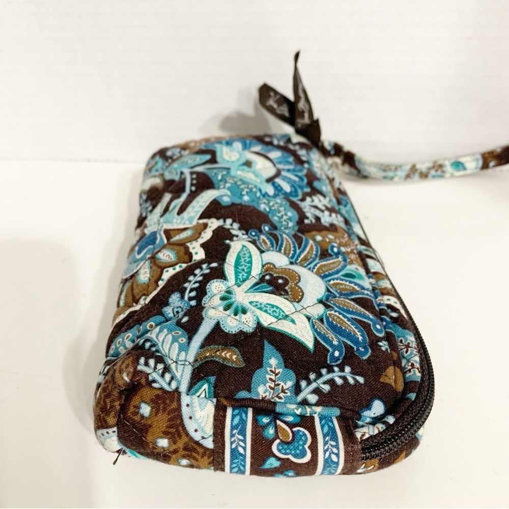 Vera Bradley Java Blue Pattern Quilted Wristlet Wallet / Cosmetic Makeup Bag - Picture 4 of 12